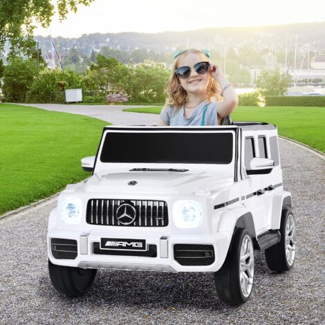 GOPLUS Auto Elettrica per Bambini a 12V con Telecomando, Veicolo con Luci Musica, Ruote Robuste, 3-5 km/h per Bambini 3+ Anni, Portata 30kg (Bianco)