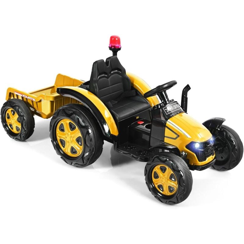 Tracteur Electrique avec Remorque, Voiture Vehicule Electrique pour Enfants 12V 7Ah avec Telecommande 2,4G,Convient aux Enfants de 3 a 8 Ans avec