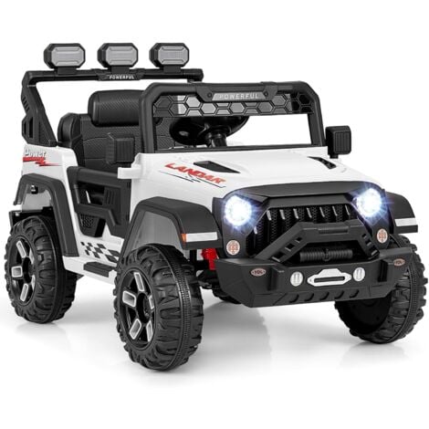 GOPLUS Auto per Bambini a 12 V con Telecomando, Camionetta Elettrica a Batteria con Lettore Musicale, Luci LED, Visualizzatore di Potenza, Avvio Delicato, 3 Velocità, per Bambini di 3+ Anni(Bianco)