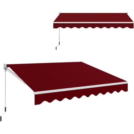 GOPLUS Auvent Rétractable avec Manivelle Auvent Manuel avec Revêtement PA et Cadre en Aluminium Durable pour Pare-Soleil, Auvent Anti-Soleil Idéal pour Store,Balcon,Jardin (Rouge,295X250CM)