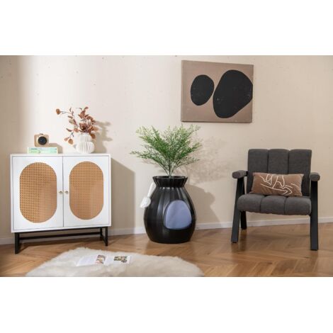 Goplus – Bac à litière pour chat 63L – Contrôle des odeurs – Meuble caché avec plante artificielle – Dimensions 50x50x59cm (noir)