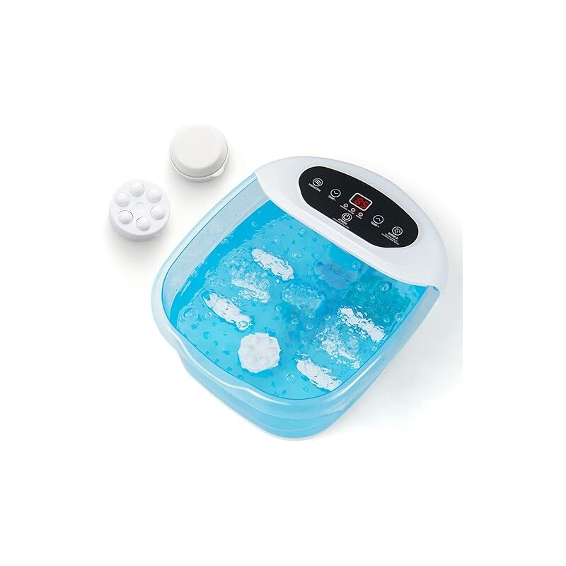 Goplus - Bain de Pieds avec Massage & Chauffage, Perles de Massage Amovibles, 35-46 °c, Fonction de Minuterie, Bleu