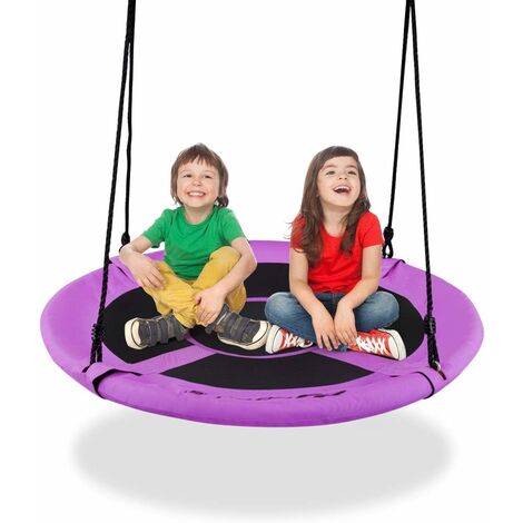 GOPLUS Balan?oire Nid d��Oiseau Rond, Balan?oire de Jardin en Tissu Oxford et PP, ?100CM, Hauteur R��glable 100-160CM, Charge Maximale 150KG, pour Enfant/Adulte/Animaux de Compagnie