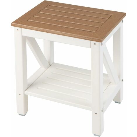 GOPLUS Banc de Douche étanche, 43 cm x 32 cm x 47 cm, Tabouret de Salle de Bain avec étagère de Rangement et Pieds Antidérapants