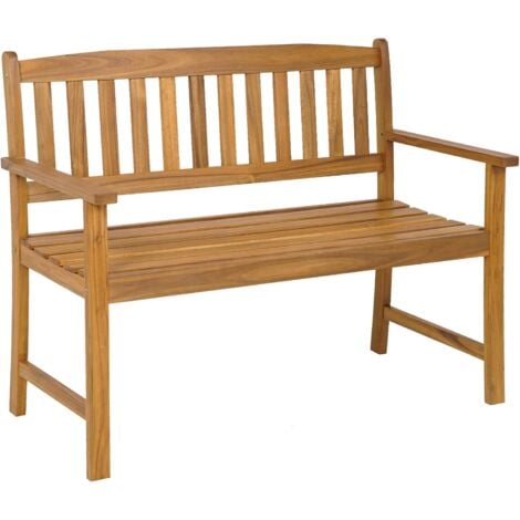 GOPLUS Banc de Jardin 2 Places en Bois d’Acacia, 110 x 56,5 x 86 cm, avec Dossier Haut et Accoudoirs, Capacité 360 KG, Naturel