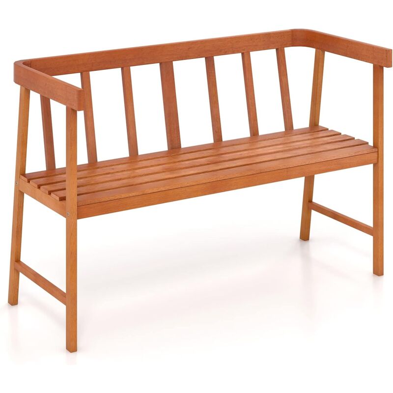 Banc de Jardin 2 Places en Bois d'Acacia, Banc d'Extérieur avec Dossier Haut et Accoudoirs,Capacité 360 KG,110 x 46 x 72 cm - Goplus