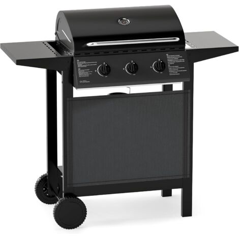 Goplus – Barbecue à gaz 24000 BTU – 3 brûleurs – Grilles 48 x 33,5 cm – 2 tablettes latérales – Thermomètre intégré – Pour pique-nique et camping