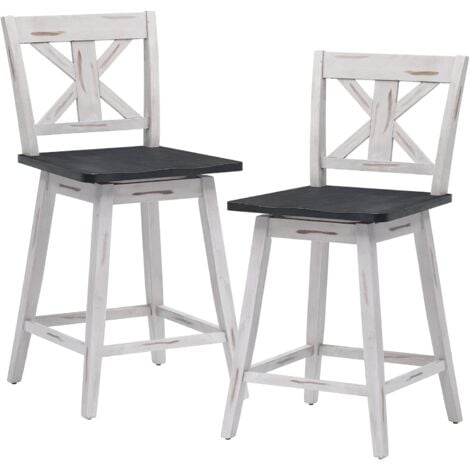 GOPLUS Barhocker, 2er Set Barstühle, 360°Drehbarer Sitz, Ergonomische Rückenlehne und Sitz, Gummiholz, Fussstütze, Tresenhocker Küchenstühle für Wohnzimmer, Küche & Bar (47 x 50 x 97 cm)