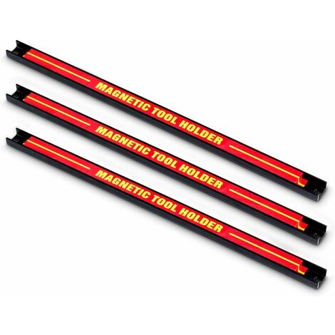 Goplus – Barre aimantée pour outils – Set de 3 barres 46 x 2,3 cm – Acier avec forte force magnétique – Rangement mural efficace