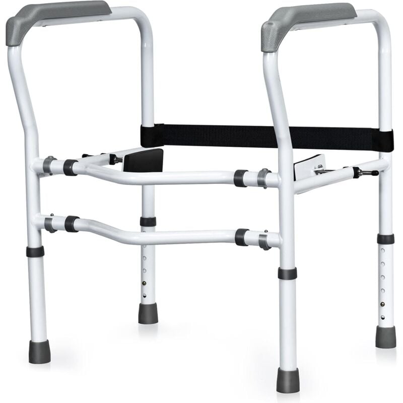 Barre d'appui pour toilettes, Barre de sécurité pour toilettes améliorée et autoportante, Poignées de salle de bain avec pince de fixation, Accoudoir