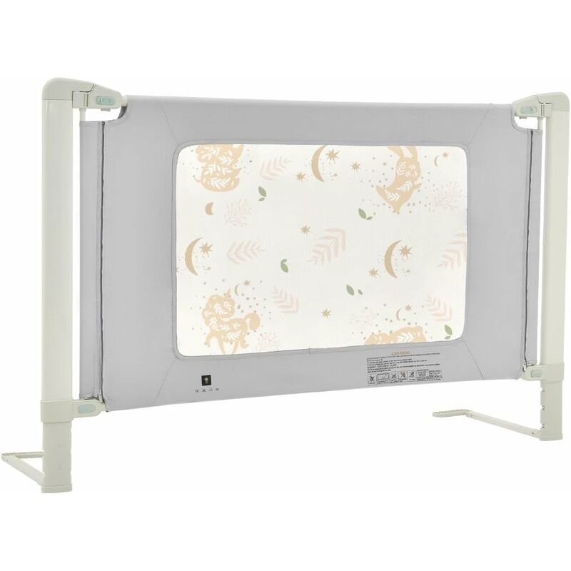 Goplus - 1,5M Barrière de Lit,Barrière de Sécurité en Hauteur 80-95cm, Fermeture à Double Verrouillage, Coloré