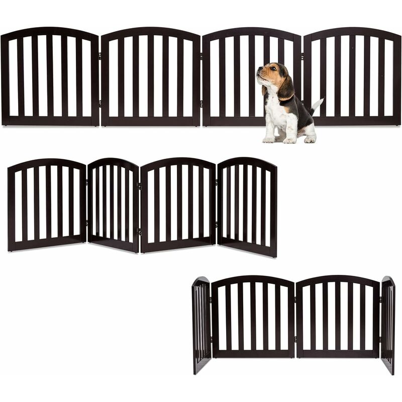 GOPLUS Barriere de Sécurité pour Animaux Domestiques avec 3/4 Panneaux en Haut Arqué, Tenir Librement, Barrière Modulable Pliable, 61,5 x 61 x 1,5 CM