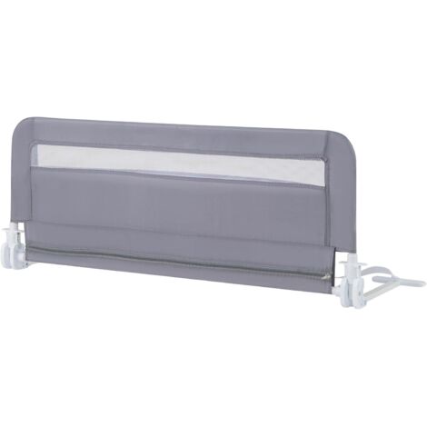 GOPLUS Barriere de Securite Enfant 100 cm, Barrière de Lit Bébé Rabattable avec Cadre en Métal, Housse Amovible & Lavable et Sangle de Sécurité, pour Lit Simple, Double, Queen, King (Gris)