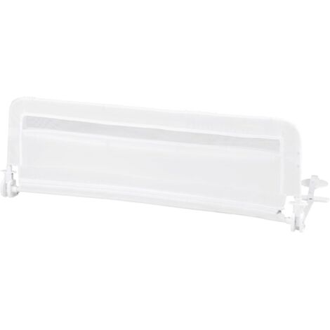 GOPLUS Barriere de Securite Enfant 120 cm, Barrière de Lit Bébé Rabattable avec Cadre en Métal, Housse Amovible & Lavable et Sangle de Sécurité, pour Lit Simple, Double, Queen, King (Blanc)