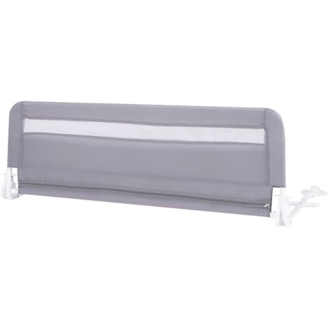 GOPLUS Barriere de Securite Enfant 120 cm, Barrière de Lit Bébé Rabattable avec Cadre en Métal, Housse Amovible & Lavable et Sangle de Sécurité, pour Lit Simple, Double, Queen, King (Gris)