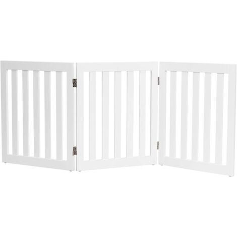 GOPLUS Barriere de Securite Pliable en MDF, 2/3/4/5/6 Barriere de Protection, Grille de Securite avec Coins Arrondis, pour Animaux Chiens Chats, Porte/Escalier (3 60x50cm, Blanc)
