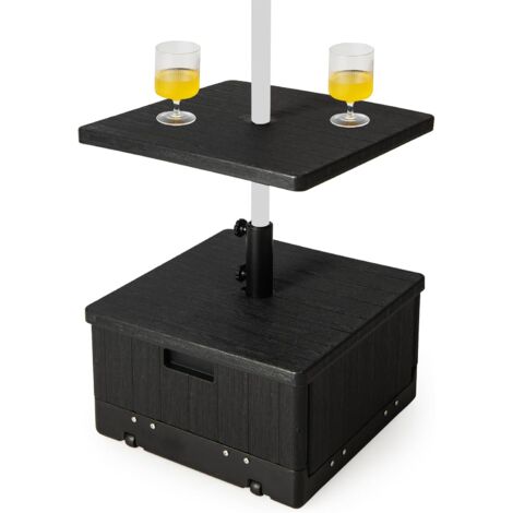 GOPLUS Base Mobile per Ombrellone Riempibile, Supporto per Ombrellone con Ruote e Maniglia, Vassoio da Tavolo, Sacca di Peso, 2 Manopole Regolabili, per Asta Ombrellone con Diametro 38 mm/48 mm