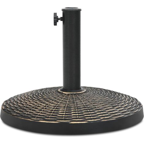 GOPLUS Base per Ombrellone Rotonda Pesante, Supporto per Ombrellone in Resina Antica con Foro per Palo di 38 mm & 48 mm di Diametro, Manopola Rotante a Mano, per Terrazza, Prato, Giardino (Bronzo)