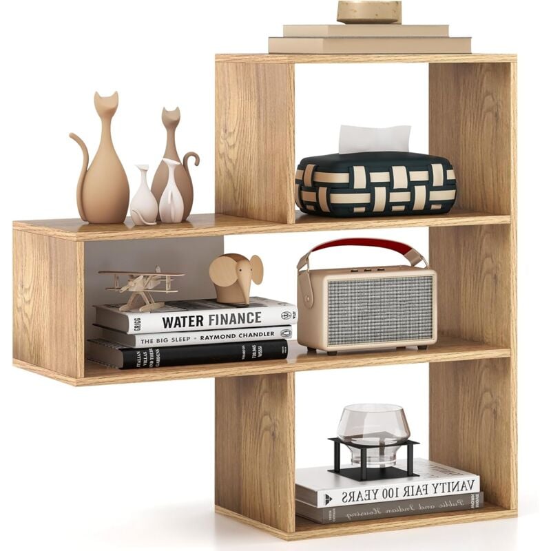 Goplus - Bibliothèque Étagère à 3 Niveaux-Ouverte à Cubes avec Dispositif Anti-Renversement-Étagère d'angle en Forme de Convexe