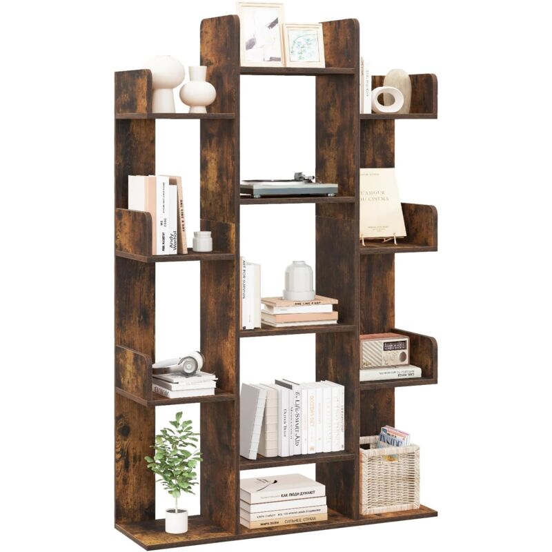 Goplus - Bibliothèque Forme d'Arbre,Organiseur de Rangement d'Angle avec 13 Etagères Ouvertes, Etagère Cubique Décorative pour Salon, Bureau, Charge