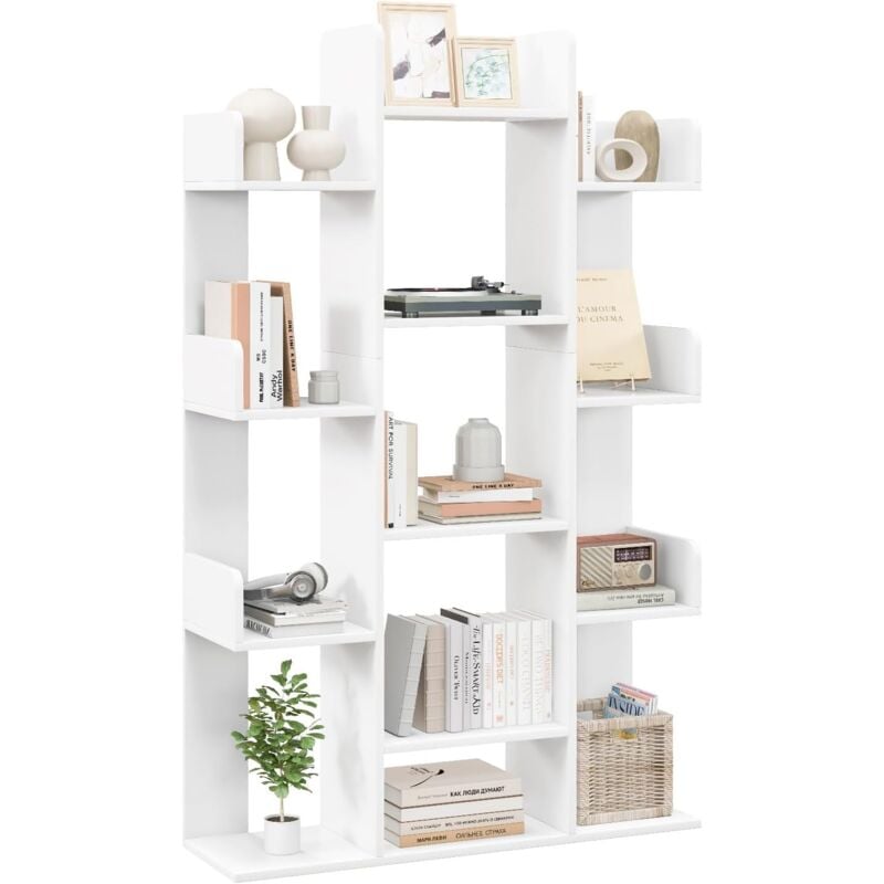 Goplus - Bibliothèque Forme d'Arbre,Organiseur de Rangement d'Angle avec 13 Etagères Ouvertes, Etagère Cubique Décorative pour Salon, Bureau, Charge