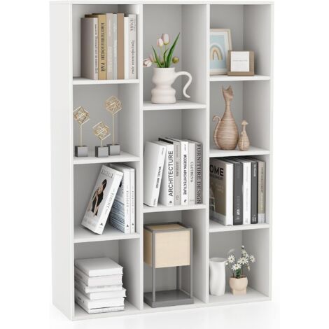 GOPLUS Bibliothèque Ouverte à 11 Cubes, Etagère de Rangementen Bois avec Kits Anti-basculement, Position Verticale ou Horizontale, pour Salon, Chambre, Chambre d'enfant