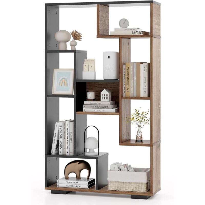 Goplus - Bibliothèque Salon 120CM, Plusieurs Etagères Bacs Cubes Ouvertes,Organisateur de Rangement pour Salon, Chambre, Bureau, Charge 15+10KG, 70 x