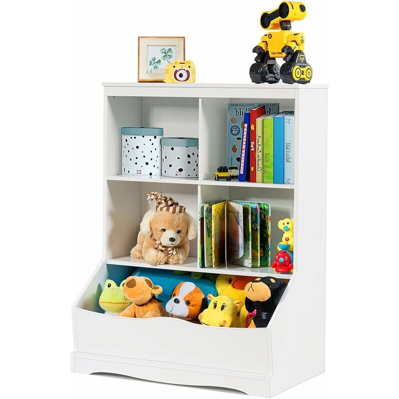 Bibliotheque Multifonctionnelle a 3 Niveaux,Armoire de Rangement pour Jouets,Commode de Rangement,Meuble de Rangement, Cabinet de Stockage 67x40x88CM