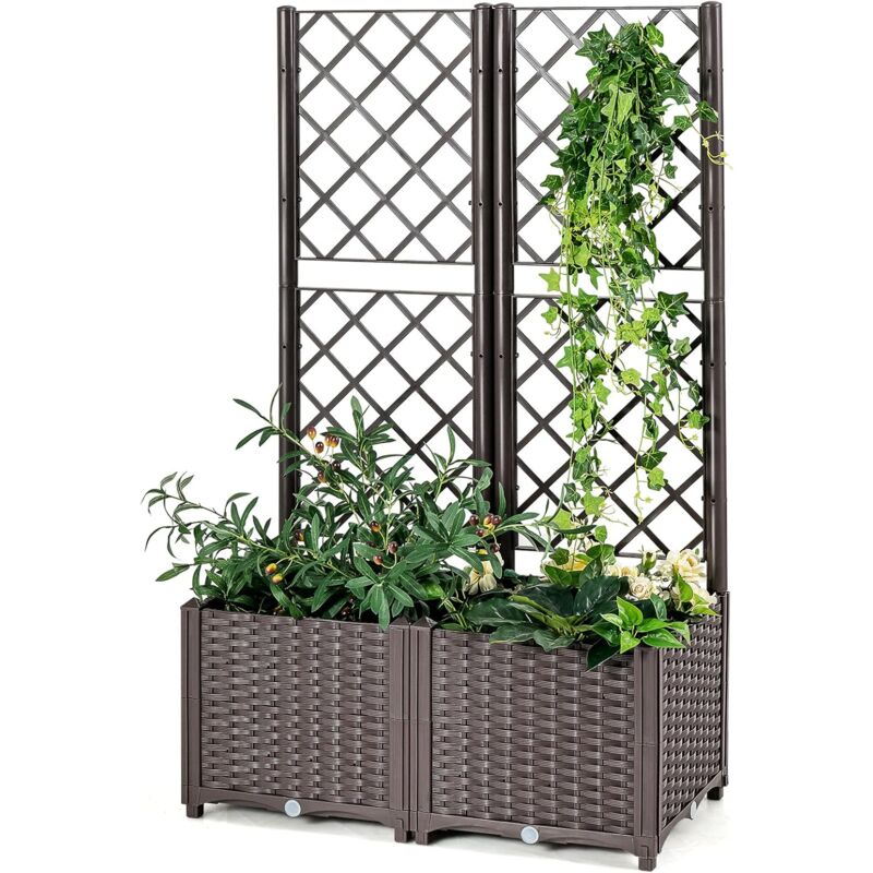 Preisvergleich für Blumenkasten mit Rankgitter, Hochbeet mit Spalier
