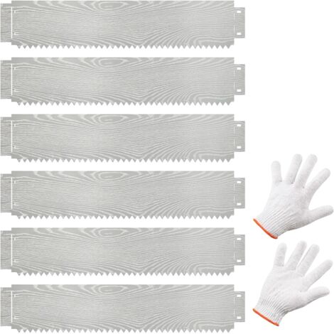 GOPLUS Bordure de Jardin Flexible en Métal Galvanisé avec Piquets, 6 Paquets 600 CM, Bordure Robuste à Enfoncer avec Bandes Flexibles 110 X 22 CM, Pas de Creusement, pour Pelouse, Jardin (Fond Denté)