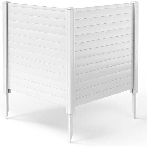 GOPLUS Brise-vue extérieur pour protéger votre vie privée, clôture décorative en PVC à 2 piquets avec 3 piquets incurvés, clôture de poubelle et climatiseur pour jardin, cour, terrasse, montage facile