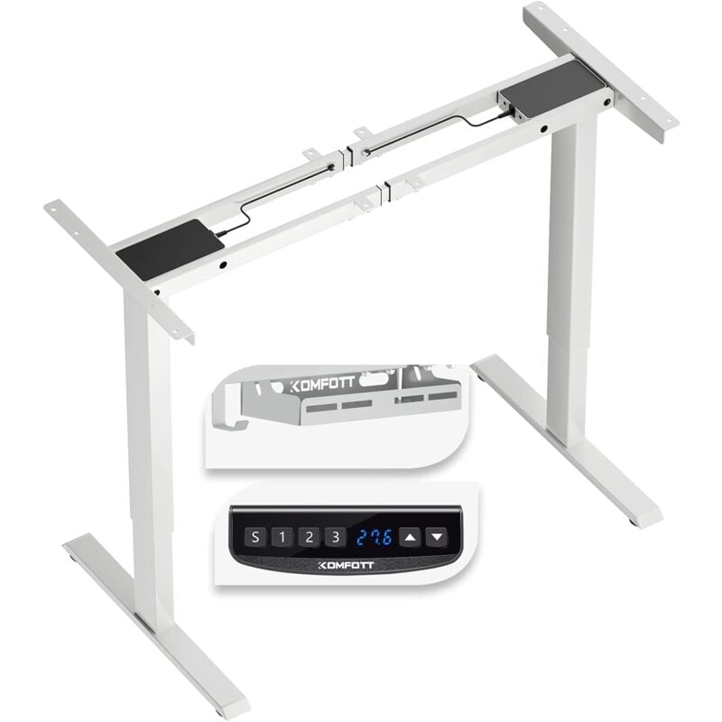 Bureau Assis Debout Electrique, 109 x 45 x 70-120 cm, Charge 100 kg, Cadre de Bureau Reglable en Hauteur et Largeur, Pied de Bureau Table Escamotable