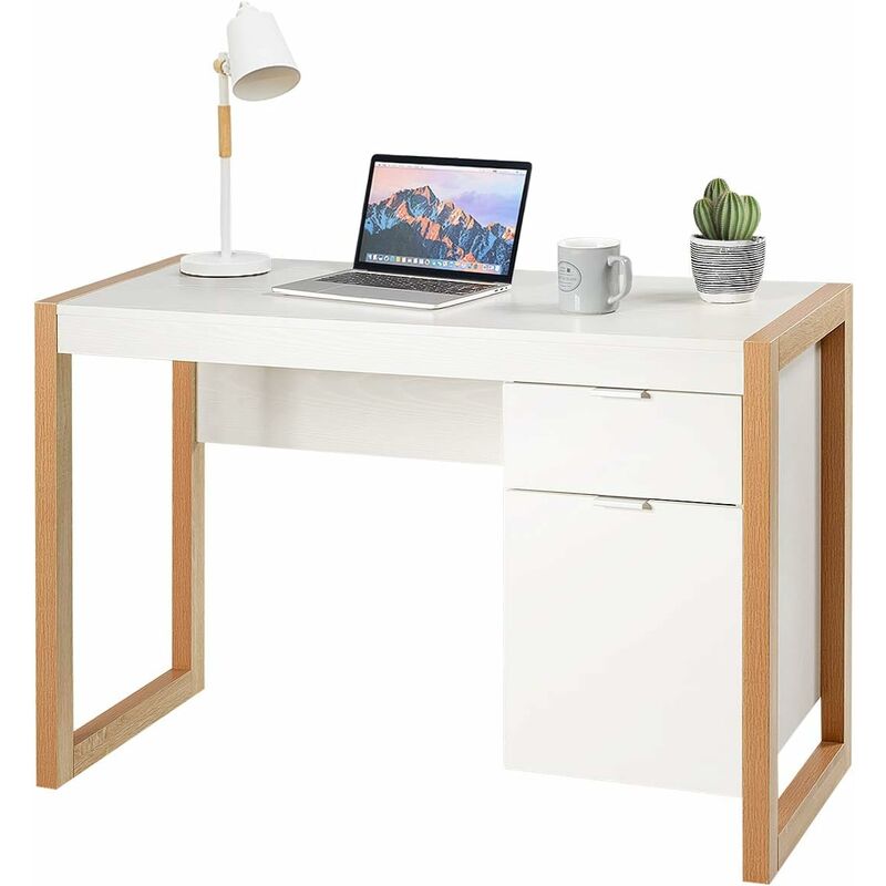 Bureau d'Ordinateur avec 2 Tiroir,Meuble Bureau Ordinateur,Bureau Informatique,Station de Travail Table a Domicile,Plateau Large,Utilisation