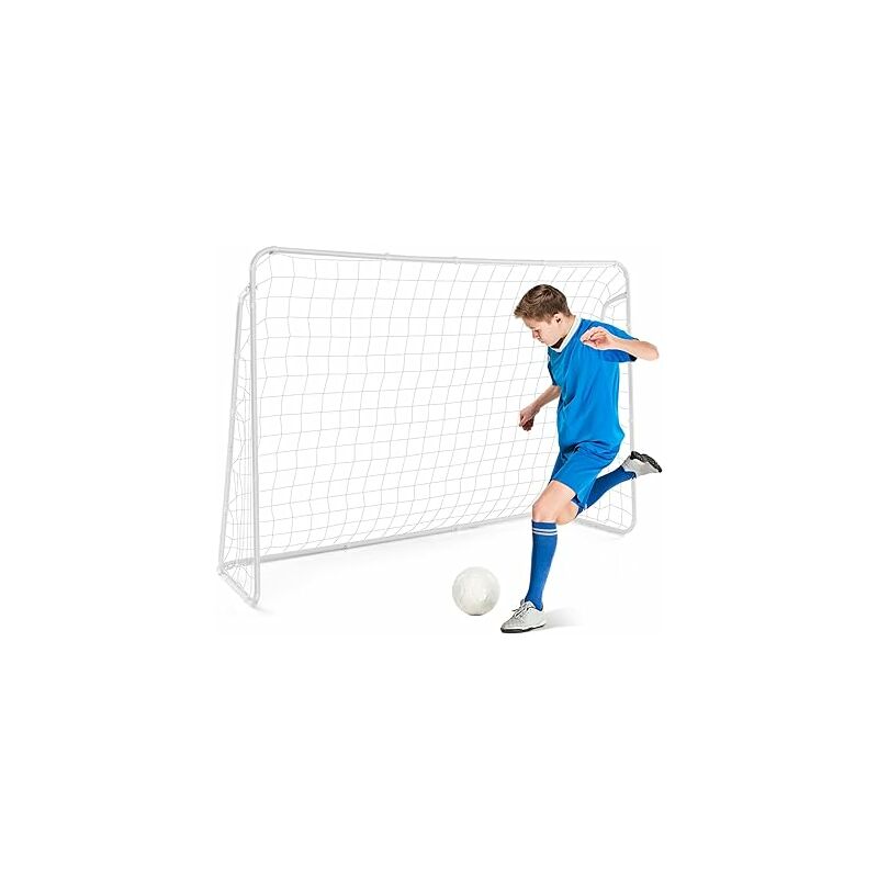 Goplus - But de Football avec Cadre en Métal, Filet en Polyester, Cage de Football Portable, Piquets de Terre Inclus, 216x152x76 cm