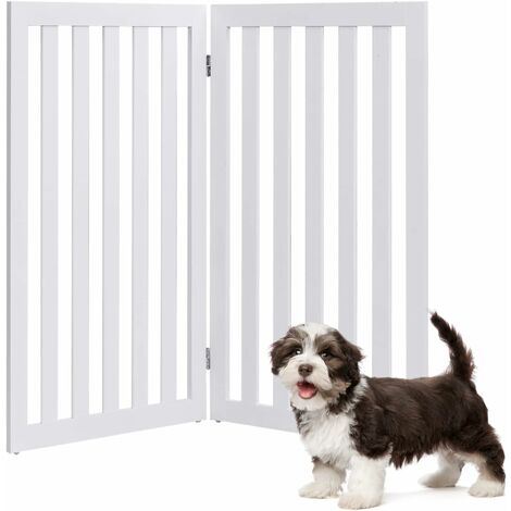 GOPLUS Cancelletto per Animali, con 4 Pannelli per Sicurezza, Pieghevole, in Legno di Pino, 200x89x1,5 cm (Bianco 2 Pannelli)