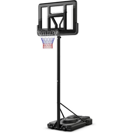 GOPLUS Canestro Basket Esterno, Sistema di Canestro Regolabile in Altezza 230-305 cm con Base Riempibile, Scheda Antirottura, Ruote, Porta Pallone, Canestro da Basket Portatile per Adulti e Giovani