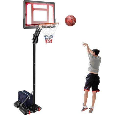 GOPLUS Canestro Basket Portatile, Canestro da Basket Regolabile in Altezza 155-310 CM con Tabellone Infrangibile 2 Ruote Base e Borsa da Zavorrare, Canestro da Interno Esterno per Bambini e Adulti
