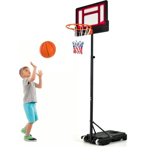 GOPLUS Canestro Basket Regolabile in Altezza 90-210cm, Canestro Portatile con Ruote Tabellone in PE, Canestro Basket Resistente da Esterno Interno per Bambini e Ragazzi