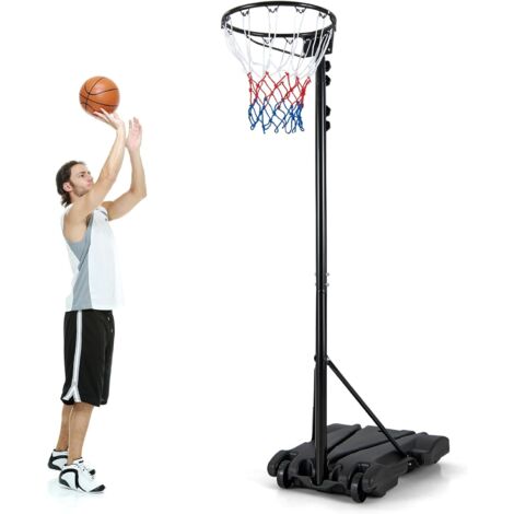 GOPLUS Canestro da Basket Portatile, Sistema di Supporto Regolabile in Altezza con Base Riempibile, Rete Inpermeabile, Canestro da Basket Senza Tabellone per Bambini/Adulti, Gioco Interno/Esterno