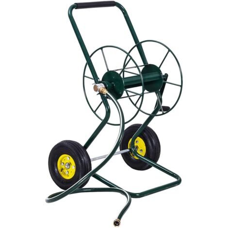 GOPLUS Carrello Avvolgitubo da Giardino, Carrello per Tubi con Telaio Metallico per l'Irrigazione delle Piante, Carrello Porta Tubo d'Acqua con Meccanismo di Avvolgimento Conveniente