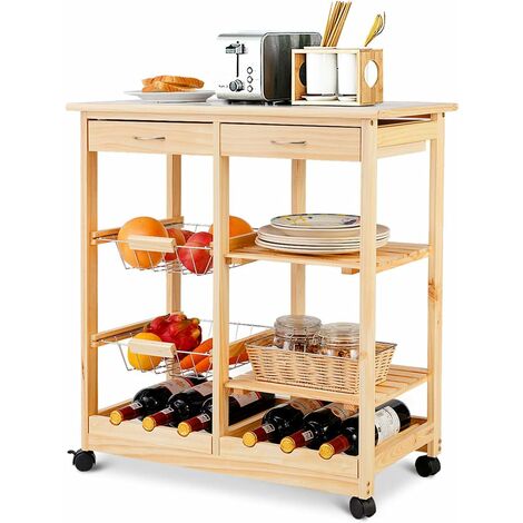 Carrello cucina pieghevole portavivande 3 ripiani maniglia ruote Pikas Plus  Colore: Nero