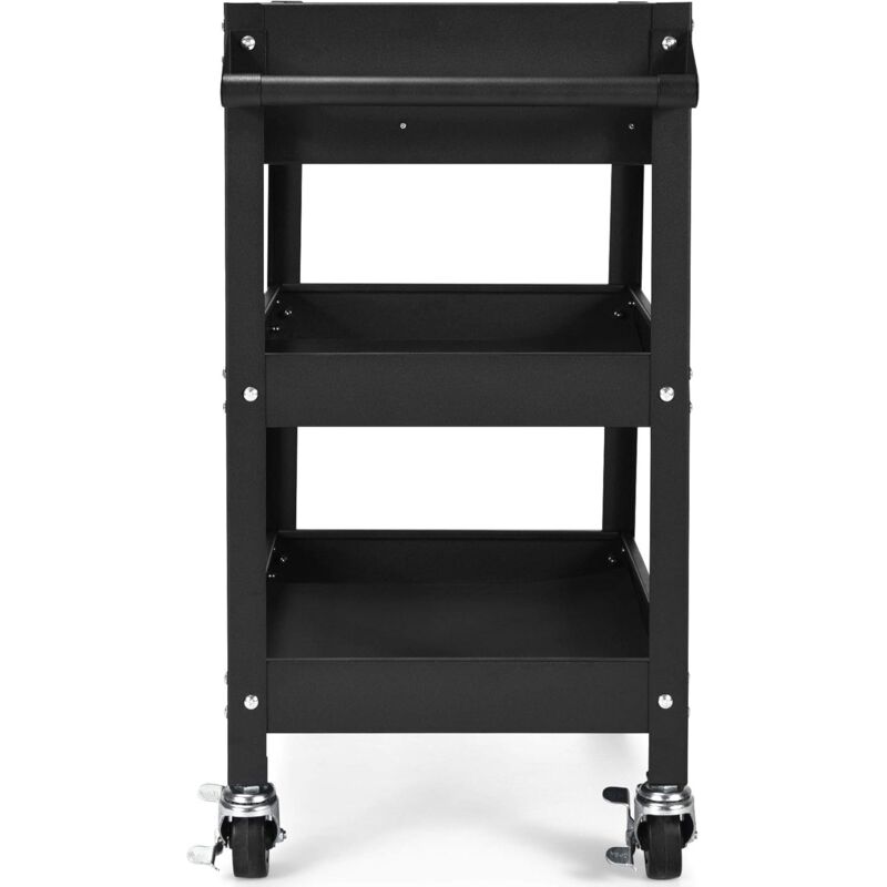 Image of Carrello Portautensili con 4 Ruote, Multiuso Carrello Officina a 3 Ripiani, di Metallo, 80x41x79,5cm (Nero) - Goplus