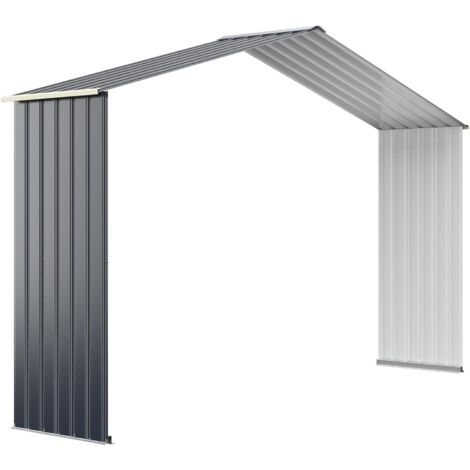 GOPLUS Casetta da Giardino degli Attrezzi, con Ampio Spazio per Biciclette e Carrelli, Struttura in Acciaio Robusto, 4 Sfiati per Ventilazione, Anta Scorrevole, Grigio (340 x 64 x 210 cm)