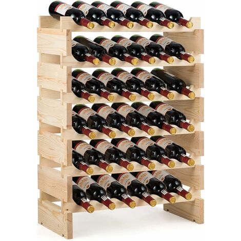 Goplus – Casier à bouteilles 6 étagères pour 36 bouteilles – Bois de pin massif – Dimensions 63x28x85 cm – Conception oblique pour conservation optimale