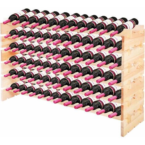 Goplus – Casier à bouteilles en pin massif pour 72 bouteilles – 6 étagères – Dimensions 119 x 29 x 71,5 cm – Design oblique pour conservation optimale