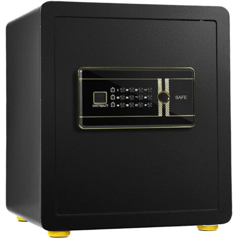 GOPLUS Cassaforte di Sicurezza con Serratura a Combinazione, Cassaforte con Mensola Rimovibile e Sistema di Allarme, Cassaforte in Acciaio con Funzione Anti-occhiata, 36X31X41 CM, Nero