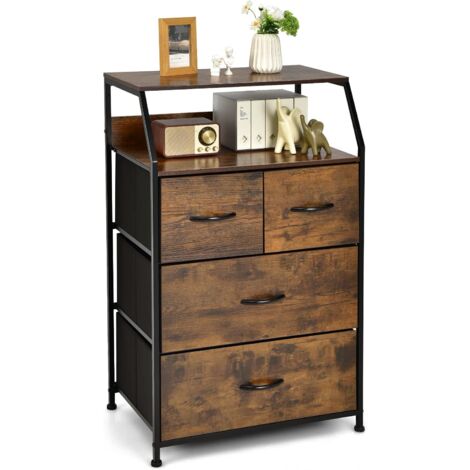 GOPLUS Cassettiera a 5 Livelli con 4 Cassetti e 2 Ripiani aperti, Scaffale Portaoggetti con Struttura in Metallo, per Soggiorno Camera da Letto, 60 x 39 x 96 cm