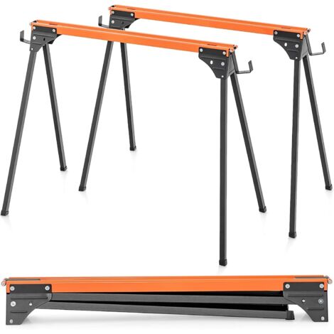 GOPLUS Cavalletti Pieghevoli per Impieghi Gravosi a 2 Pezzi, Tavolo da Lavoro con Cavalletto Portatile con Piedini Antiscivolo, Capacità di 500 KG, Supporti per Utensili Elettrici per Taglio, Sega