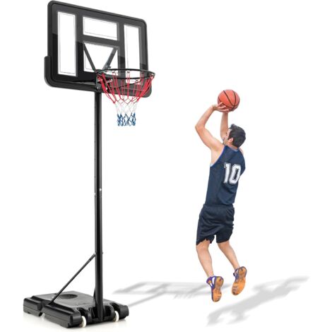 GOPLUS Cesto da Basket Portatile, Altezza Regolabile da 130 cm a 305 cm, Canestro Standard da 45 cm, Supporto da Basket Resistente a Tutte Condizioni Meteorologiche per Bambini, Adolescenti e Adulti