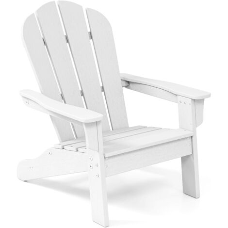 GOPLUS Chaise Adirondack Exterieur pour Enfants, Fauteuil de Jardin en HDPE Résistante aux Intempéries avec Large Siège, Dossier & Accoudoirs, Angle à 105°, Enfant pour 3-8 Ans,Charge 75KG (Blanc)